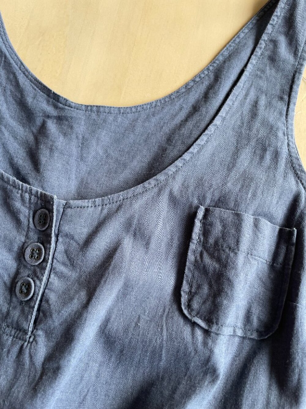 Entire Closet $5! New York & Company Gray Blue Linen Cotton Romper - Picture 5 of 13